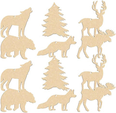 Whittlewud Pack of 30 Wooden Animal Forest Cutouts Wood Cutouts to Paint Animal Shapes Wooden Crafts
