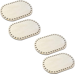 Cliths 4 Pcs Oval Wooden Basket Bottom Shapers DIY Craft Bases for Knitting Crochet Bags Basket Weaving Blank Hollow Design