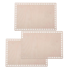 Cliths 3 Pcs Large Rectangle Wooden Basket Base MDF Crochet Bag Bottom for DIY Storage Baskets & Totes