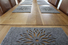 American Elm Set of 8 Rectangle Felt Placemats Table Mats with Aster Design Heat Resistant Non-Slip Dining Mats for Kitchen & Parties