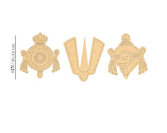Three gold letter charms on a white background with measurements.