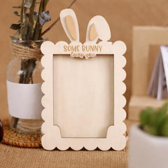 wooden Easter photo frame bunny design for 8.9x5.3 inch pictures