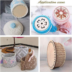 Cliths 2 Pcs Crochet Basket Base Set Circle & Heart Wooden Bases for DIY Basket Weaving, Home Decor MDF Craft Supplies