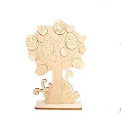 Cliths Easter Wooden Cutout Kit Bunny & Egg Decorations Paintable MDF Craft Set for Easter Tree Party & Home Decor