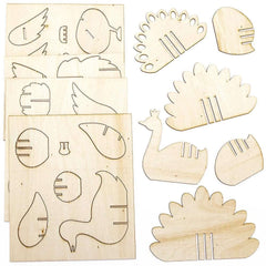 American Elm Bird Woodcraft Model Kits, Arts and Crafts for Kids,Brown Pack of 5