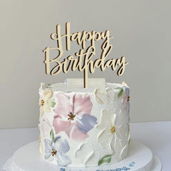 American Elm "Happy Birthday" Cake Topper Wooden Rustic Party Decor, Customizable MDF Birthday Decoration for All Ages