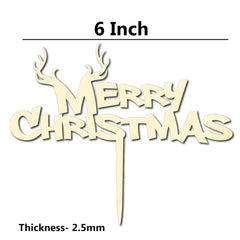 Cliths "Merry Christmas" Cake Topper Wooden Holiday Party Decor for Birthdays, Anniversaries & Xmas Celebrations