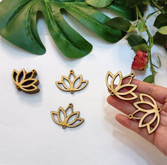 Cliths 30 Pcs Lotus Wood Earring Blanks Flower Cutouts for DIY Jewelry Making, Boho Earrings, Spiritual Pendants, Laser Cut Craft Kit