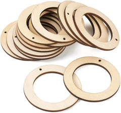 Set of wooden washers on a white background