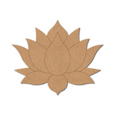 Brown paper cutout of a lotus flower on a white background