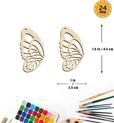 American Elm 24 Pcs Unfinished Butterfly Earring Blanks Jewelry Making Kit DIY Craft Pendants for Women