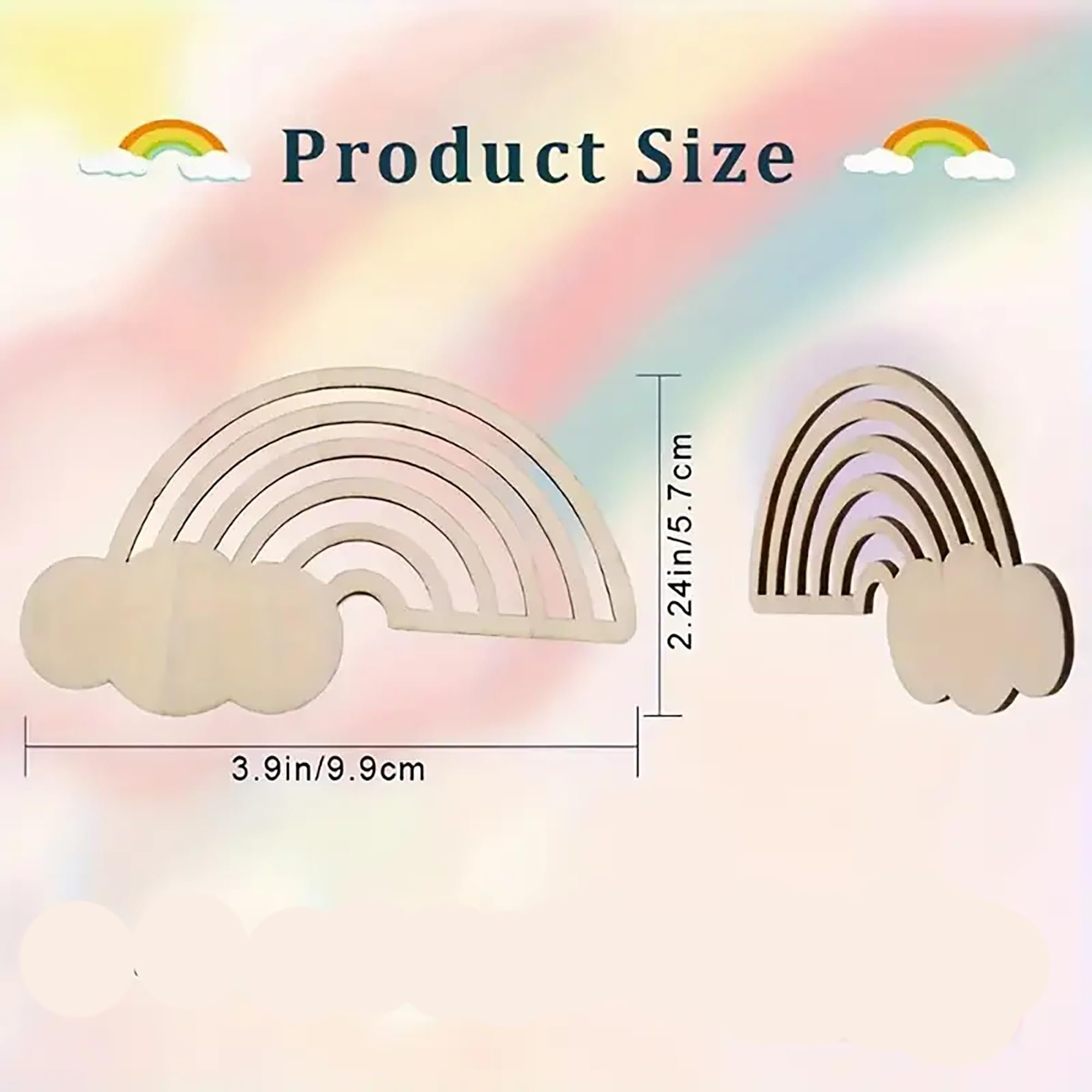 Bulk pack wood rainbow cloud cutouts for painting décor