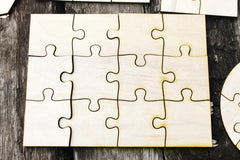 Cliths Pack of 9 Wooden Puzzle Blanks Puzzles Square, Heart & Hexagon Shapes for Painting Crafts