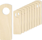 Set of wooden tags with holes on a white background