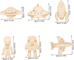 American Elm 32 Pcs DIY Crafts Outer Space Theme Wood Crafts Astronaut Wood Cutout Ornaments Blank DIY Blank Wood (3.15 X 2.75 Inch)