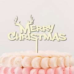Cliths "Merry Christmas" Cake Topper Wooden Holiday Party Decor for Birthdays, Anniversaries & Xmas Celebrations