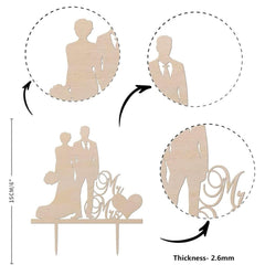 Cliths Wooden Wedding Cake Topper Mr & Mrs Rustic Bride & Groom, MDF Cake Insert for Wedding, Engagement Decor