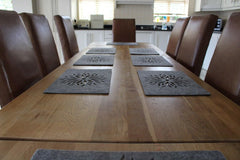 American Elm Set of 8 Rectangle Felt Placemats Table Mats with Aster Design Heat Resistant Non-Slip Dining Mats for Kitchen & Parties