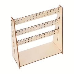 American Elm Wooden Jewelry Display Rack 8.74x7.99 inch Multi-Tier Wall Mounted Earring Holder Stand with Adjustable Shelves MDF Organizer for Earrings