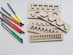 American Elm Montessori Wood Stencil Set Pre-Writing Boards for Kids Educational Stencil Set for Pre-Writing & Tracing Montessori Activity