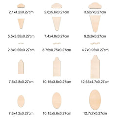 Cliths 24 Pcs Wood Cutouts Assorted Shapes Oval, Teardrop, Cloud, Pencil & Rectangle MDF Blanks for DIY Crafts, Home Decor
