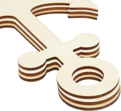Wooden puzzle piece with a unique design on a white background