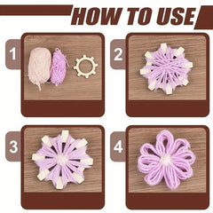 American Elm 5 Pcs Wood Flower Weaving Tool Set MDF Jewelry Casting Ring Molds for DIY Craft Projects, Yarn Weaving, Crochet Frame