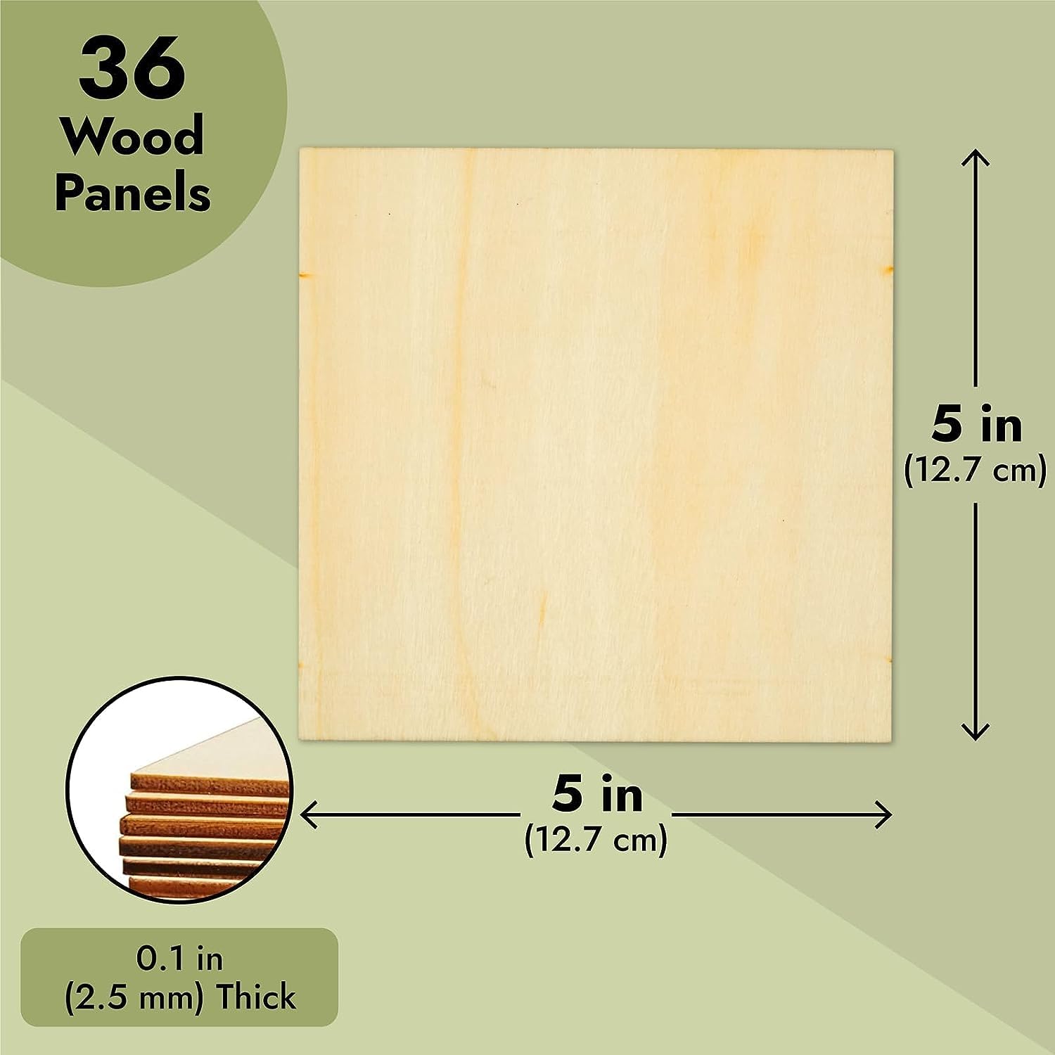 Wood panel with dimensions and thickness details on a green background