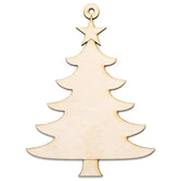 Wooden Christmas tree ornament with a star on a white background