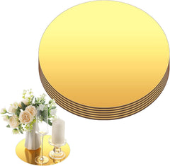 Cliths Pack of 6 Golden Acrylic Mirrors Acrylic Mirror Tiles & Sheets, Circle Wall Mirrors for Kids Room, Home Decor & DIY Craft Projects (12x12 Inch)