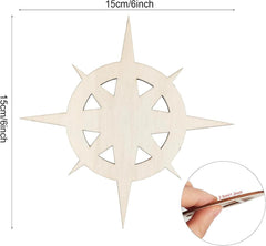 compass shape wooden cutout for diy painting