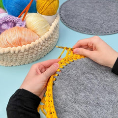 Cliths Pack of 3 Round Felt Basket Bases for DIY Crochet Baskets Eco Friendly Grey Felt