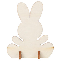 Wooden bunny-shaped decoration on a white background