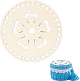 Cliths 3 Pcs Circular Wooden Basket Base Crochet Knitting Bag Bottom for Yarn Storage, DIY Craft Supplies MDF with Holes