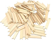 Collection of wooden flags on a white background