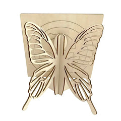 Wooden butterfly bookend on a white background