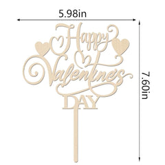 American Elm Happy Valentine's Day Cake Topper Pre Assembled Love Decor for Valentine's Romantic Cake Decorations MDF