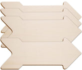 Set of wooden arrow-shaped cutouts on a white background