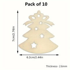 Cliths 10 Pack Wooden Tree Ornaments Paintable MDF Blanks for Easter Crafts DIY Holiday Decor & Gifts