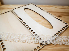 Cliths Pack of 2 Rectangle Tissue Box Bases for DIY Crochet Baskets MDF Blank for Knitting, Storage & Craft Projects