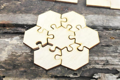 Cliths Pack of 9 Wooden Puzzle Blanks Puzzles Square, Heart & Hexagon Shapes for Painting Crafts