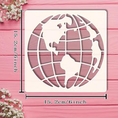 Cliths Reusable Earth Map Stencil Cutout for Painting Wall Art Scrapbooking