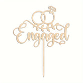 Cliths Wooden Engagement Cake Topper Diamond Ring Design for Wedding Bachelorette Bridal Shower Decorations
