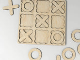 Cliths Wooden Tic Tac Toe Game Classic XO Board Family Puzzle Game with Pine MDF Playing Pieces Toy for Kids