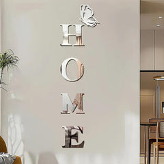 American Elm HOME Letter Wall Decor Acrylic Mirror Pediments with Butterfly Accent Space Themed Wall Art