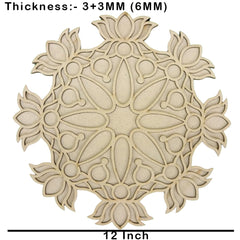 American Elm Lotus Floral MDF Rangoli Diwali Decor Mandala Design Wooden Supplies Festival Decor