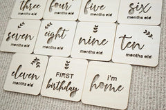 American Elm Wooden Baby Milestone Cards Set of 15 | First Year Wood Discs | Baby Shower & Newborn Gift Milestone (3.75 Inch)