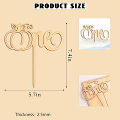Cliths Little Pumpkin Wooden Cake Topper MDF First Birthday & Halloween Decor "One" Cake Topper for 1st Birthday Parties