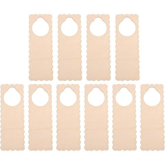Beige door hangers with scalloped edges on a white background