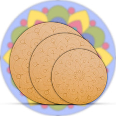 American Elm Pack of 3 Pre Marked Wooden Art Circle MDF Cutouts for Lippan Mandala Madhubani DIY Painting Craft Kit